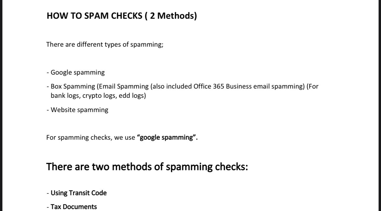 Check Spamming Tutorial